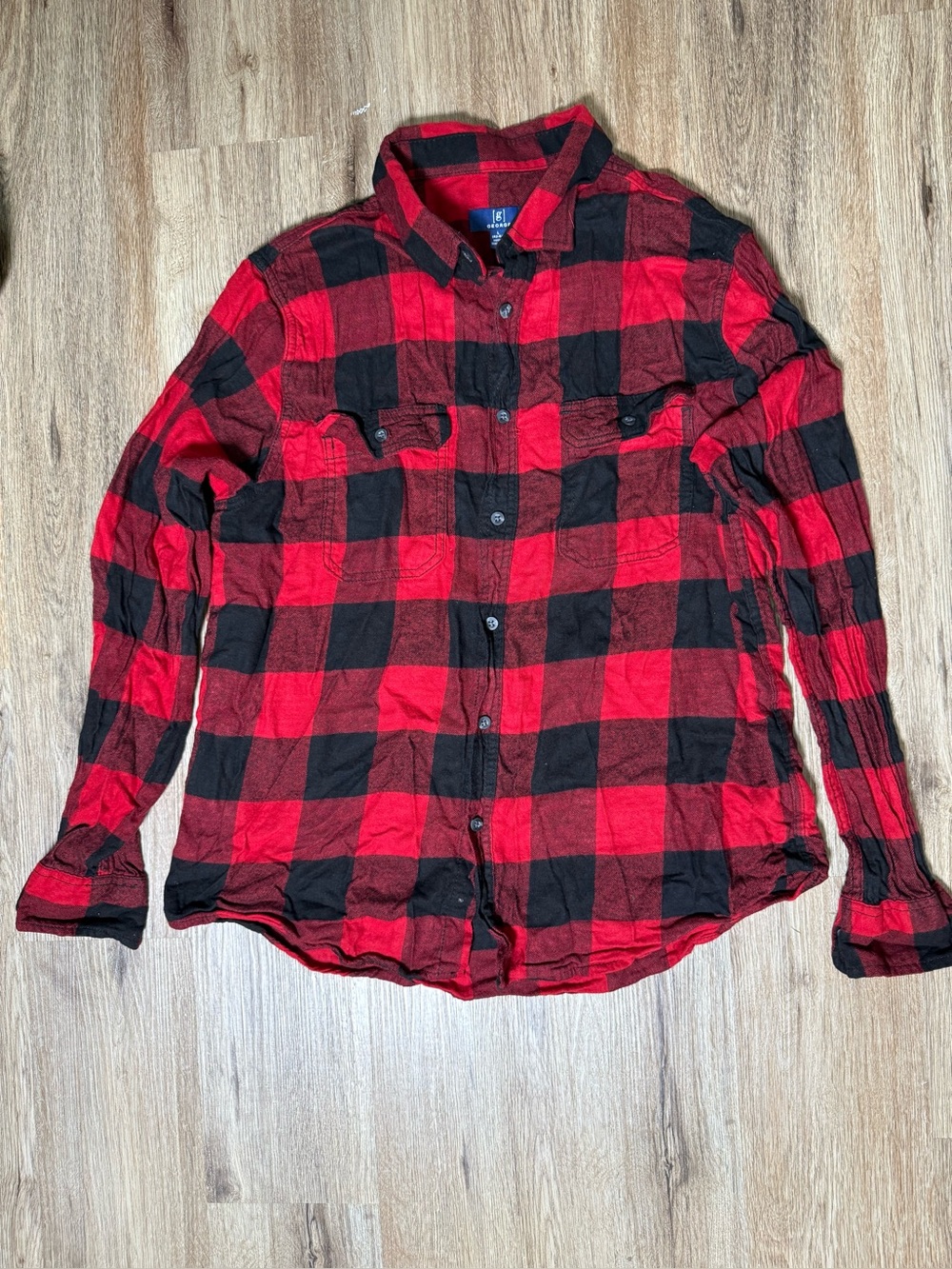 George Red & Black Buffalo Plaid Button-Down Shirt